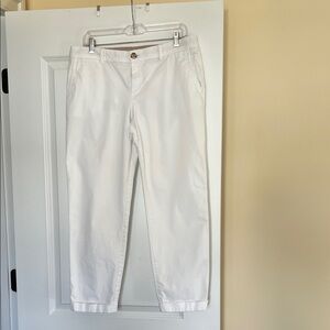 Banana Republic Women's City Chinos White Cotton Straight Leg Pants